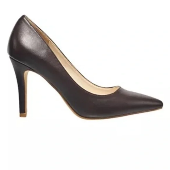 NWOB Halston Gayle Pointed Toe Stiletto Heels, Dark Brown, Size US 7.5 - Picture 2 of 13